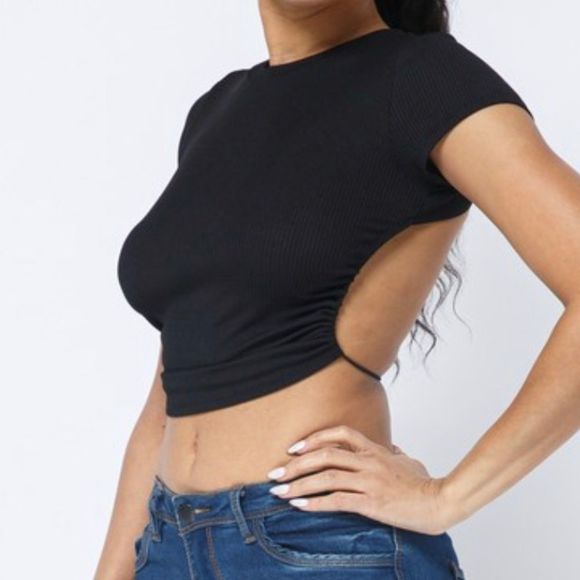 Black Backless Shirt - Picture 1 of 3